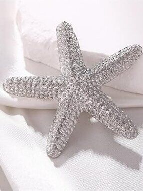 NEW Vacation Ocean Starfish Brooch Pin Fashion Silver Tone Sea Star Marine Style